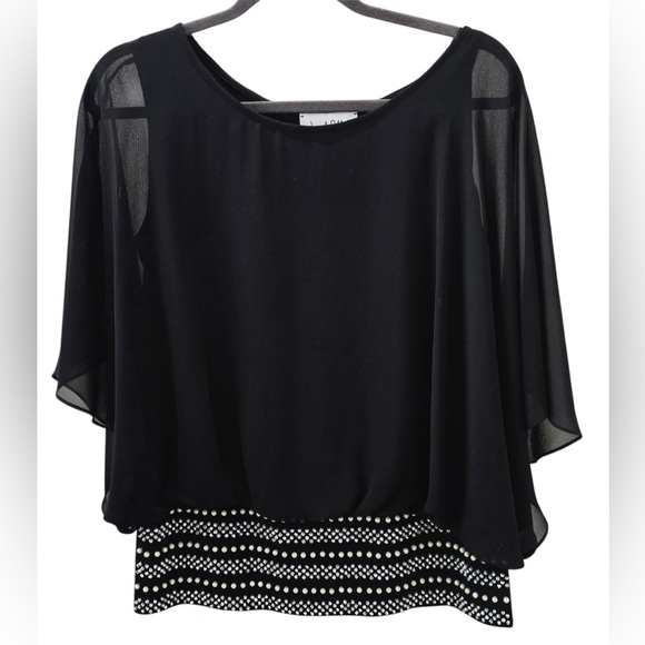 Joseph Ribkoff Tops - Joseph Ribkoff Black Sheer Embellished Blouse